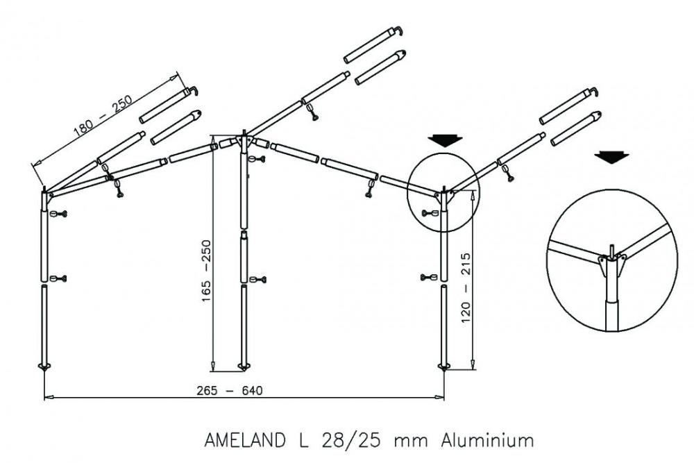 Campking luifelframe Ameland 28/25 mm alu
