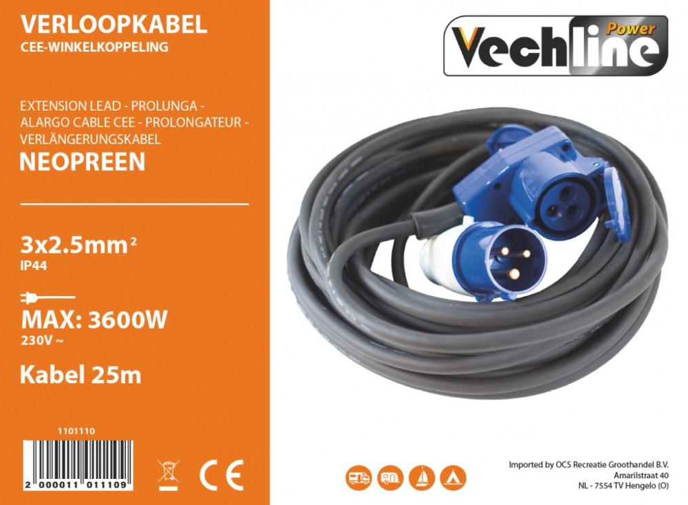Vechline Verloopkabel 3x2.5mm² CEE-Winkelkoppeling 25m